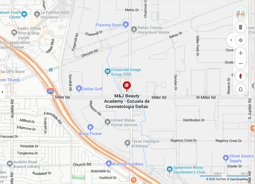 Mapa de M&J Beauty Academy en Dallas